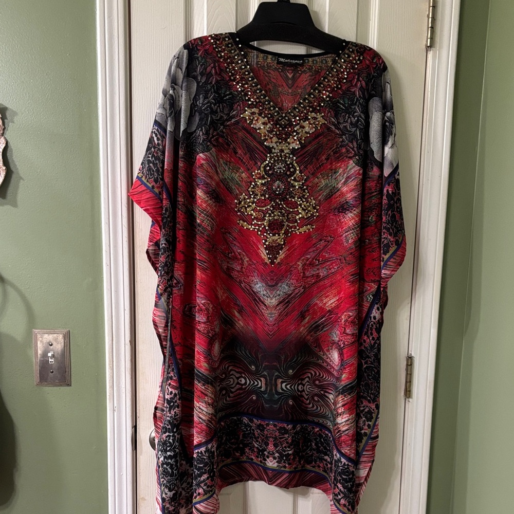 Embellished Red Tunic Top